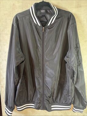 Original Deluxe Black Bomber Jacket with White Stripe Trim